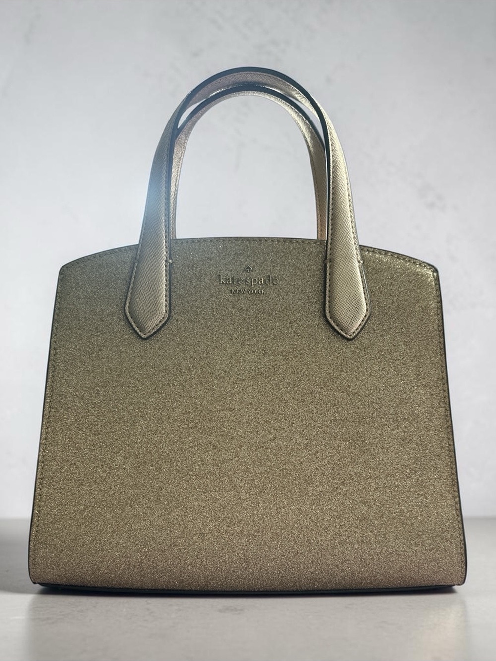 Kate Spade Glitter Rose Gold Top-Handle Tote with Crossbody